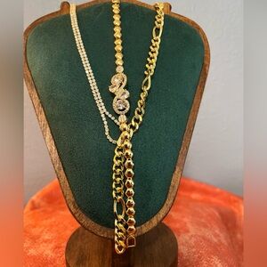 Elegant Gold over CZ Necklace and Bracelet set-lots of sparkle to layer!
